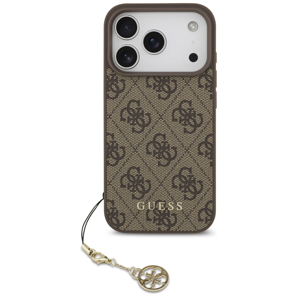 Pouzdro MagSafe pro Apple iPhone 17 Pro, Guess, 4G Charm Cradle, hnědá