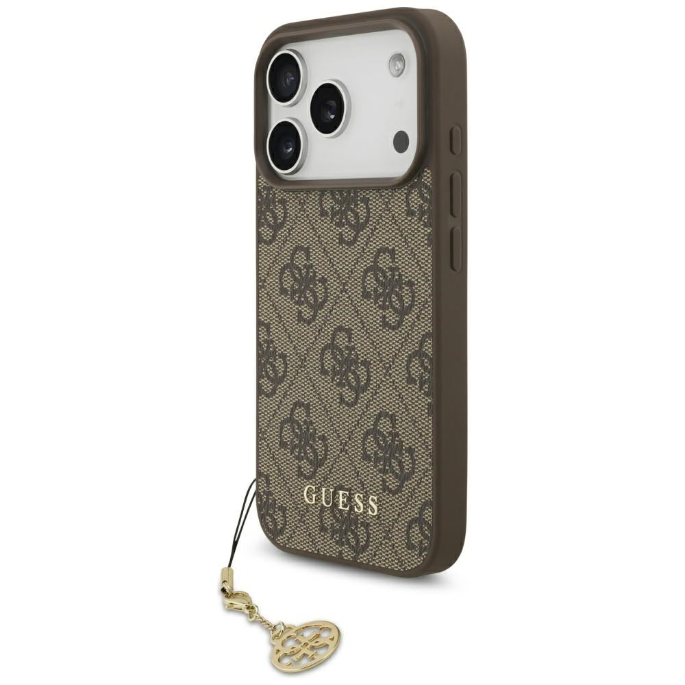 Pouzdro MagSafe pro Apple iPhone 17 Pro, Guess, 4G Charm Cradle, hnědá