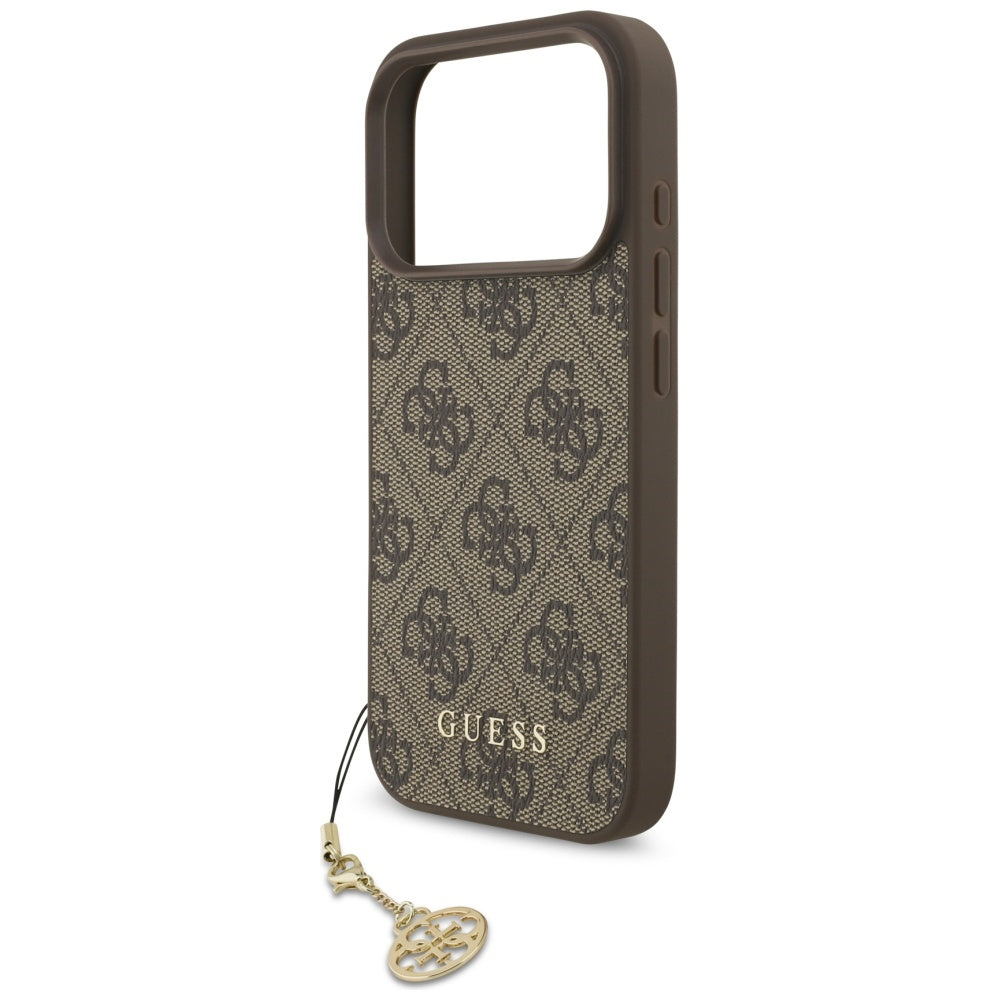 Pouzdro MagSafe pro Apple iPhone 17 Pro, Guess, 4G Charm Cradle, hnědá