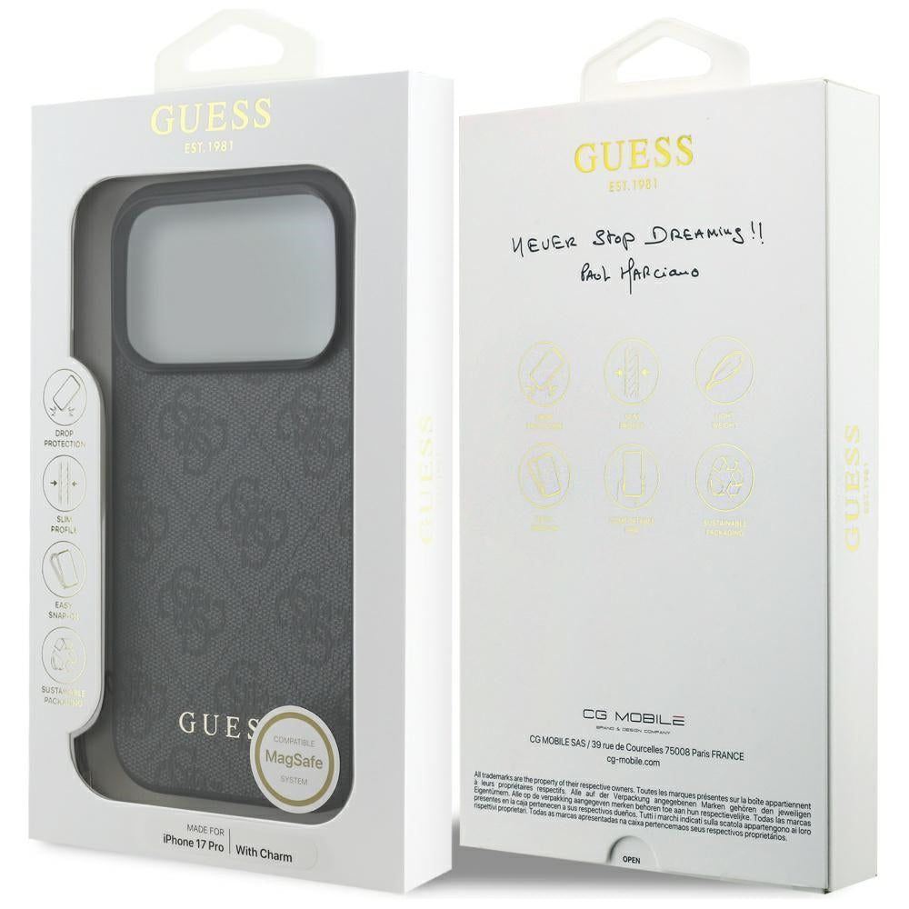 Pouzdro MagSafe pro Apple iPhone 17 Pro, Guess, 4G Charm Cradle, Černá