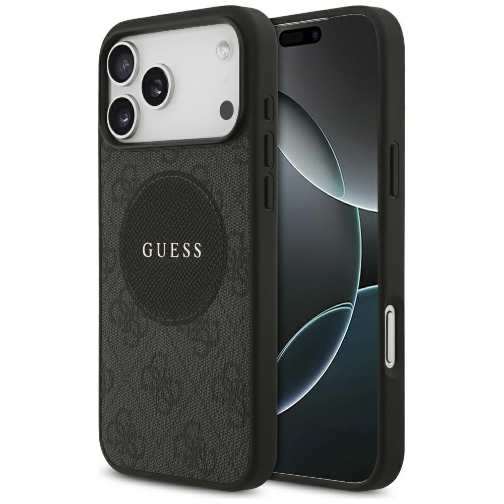 Pouzdro MagSafe pro Apple iPhone 17 Pro, Guess, 4G Circle Classic Logo, Černá