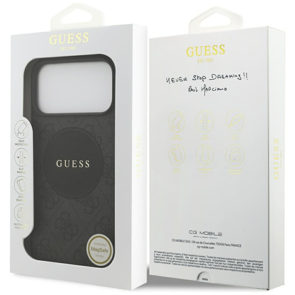 Pouzdro MagSafe pro Apple iPhone 17 Pro, Guess, 4G Circle Classic Logo, Černá