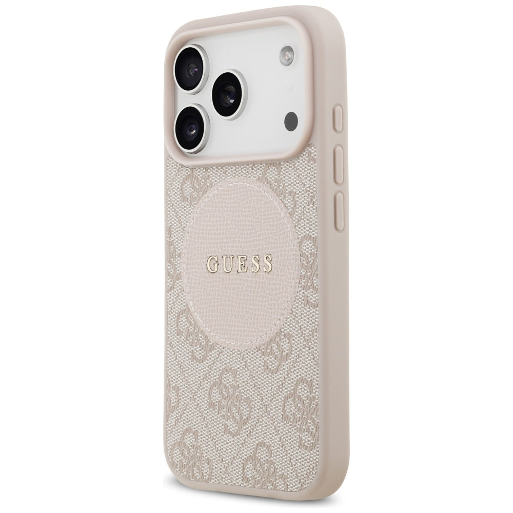 Pouzdro MagSafe pro Apple iPhone 17 Pro, Guess, 4G Circle Classic Logo, Růžová
