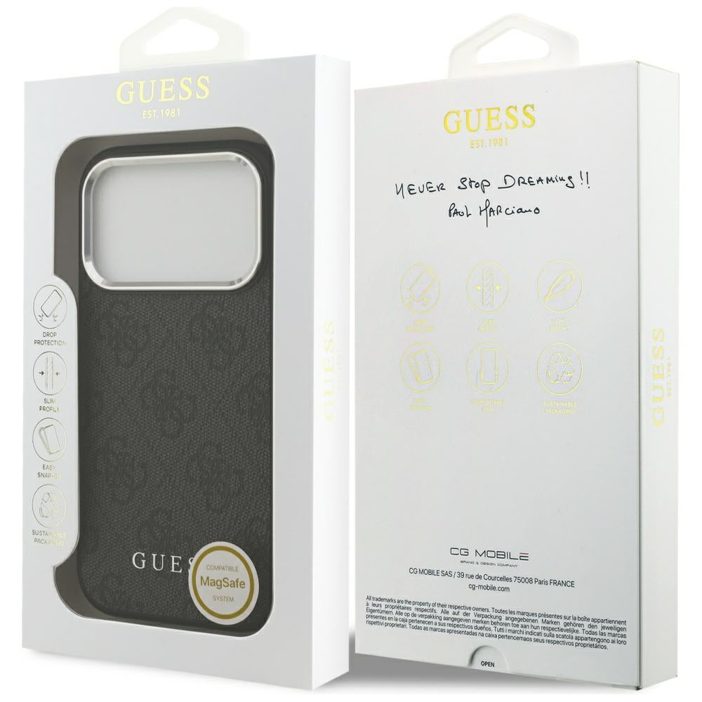 Pouzdro MagSafe pro Apple iPhone 17 Pro, Guess, 4G Classic Logo, Černá