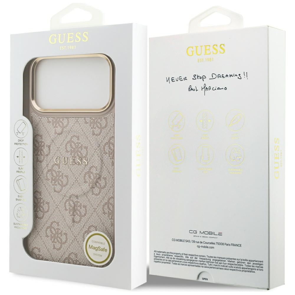 Pouzdro MagSafe pro Apple iPhone 17 Pro, Guess, 4G Classic, Růžové