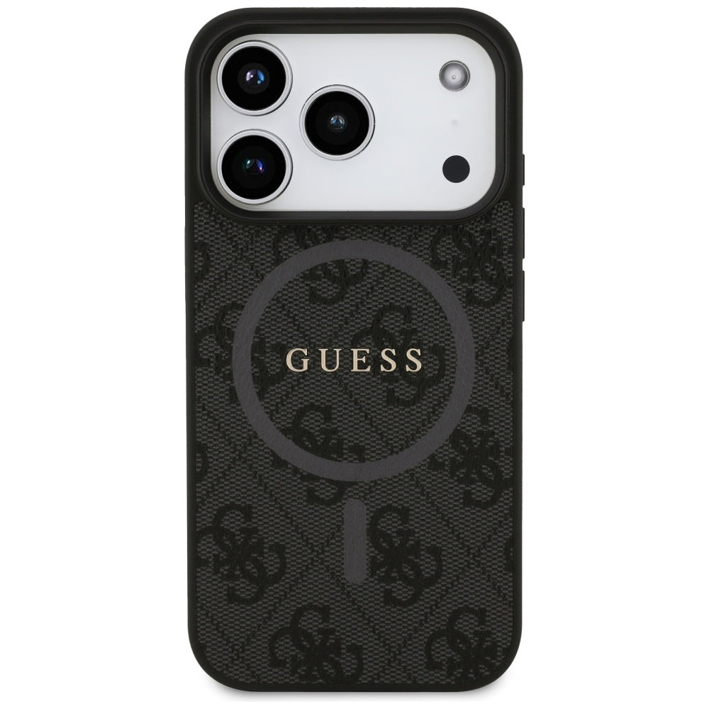 Pouzdro MagSafe pro Apple iPhone 17 Pro, Guess, 4G Ring Classic Logo, Černá