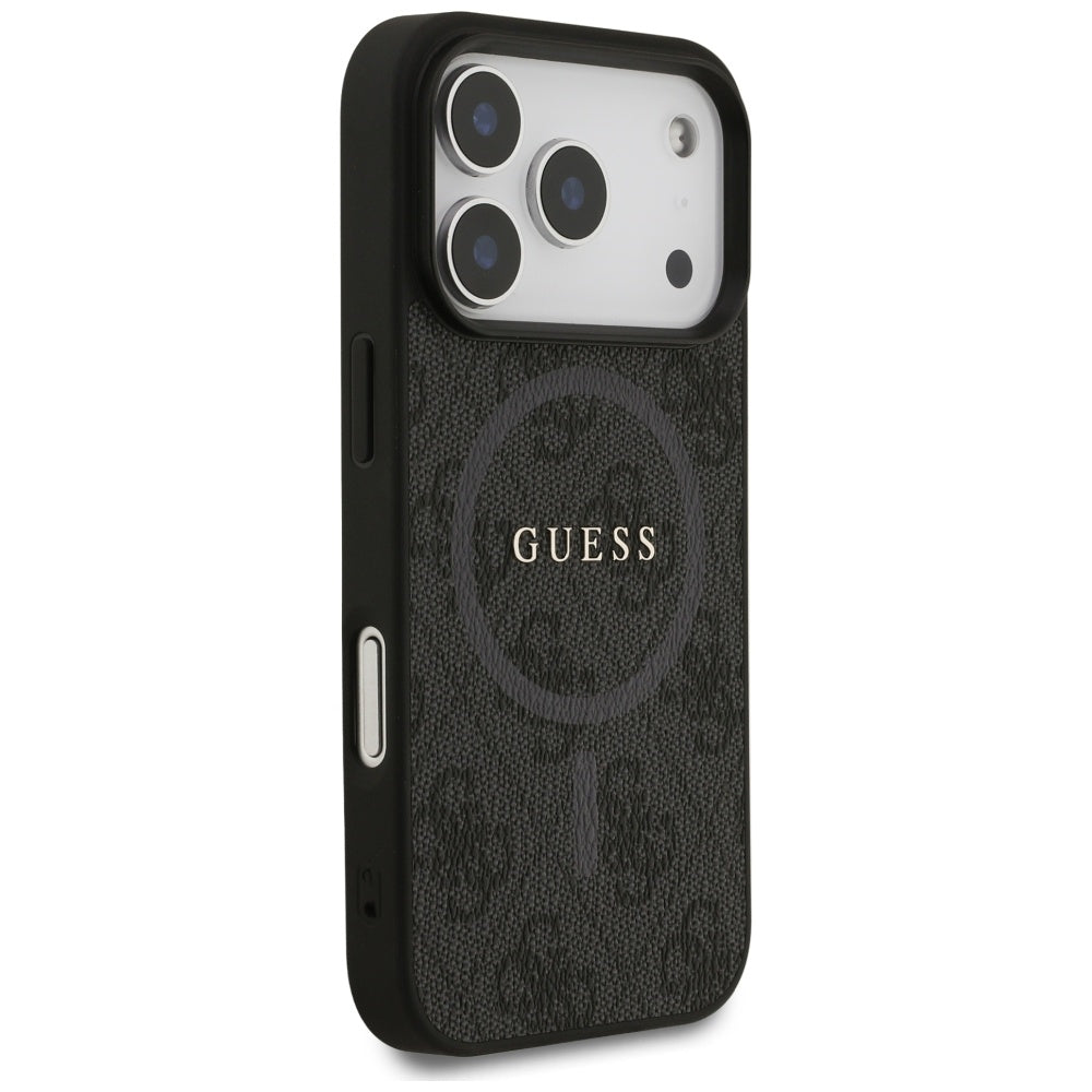 Pouzdro MagSafe pro Apple iPhone 17 Pro, Guess, 4G Ring Classic Logo, Černá