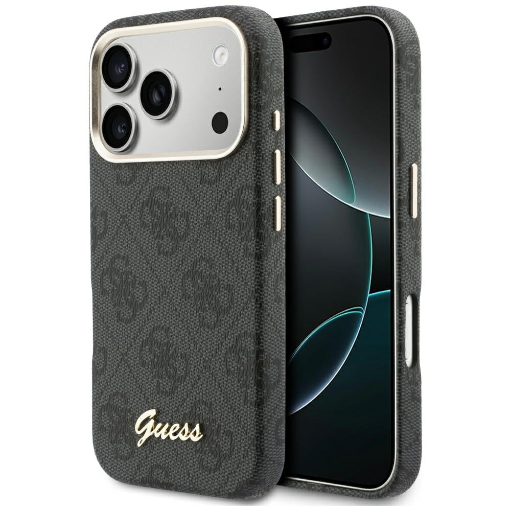 Pouzdro MagSafe pro Apple iPhone 17 Pro, Guess, 4G Script Logo, Černá