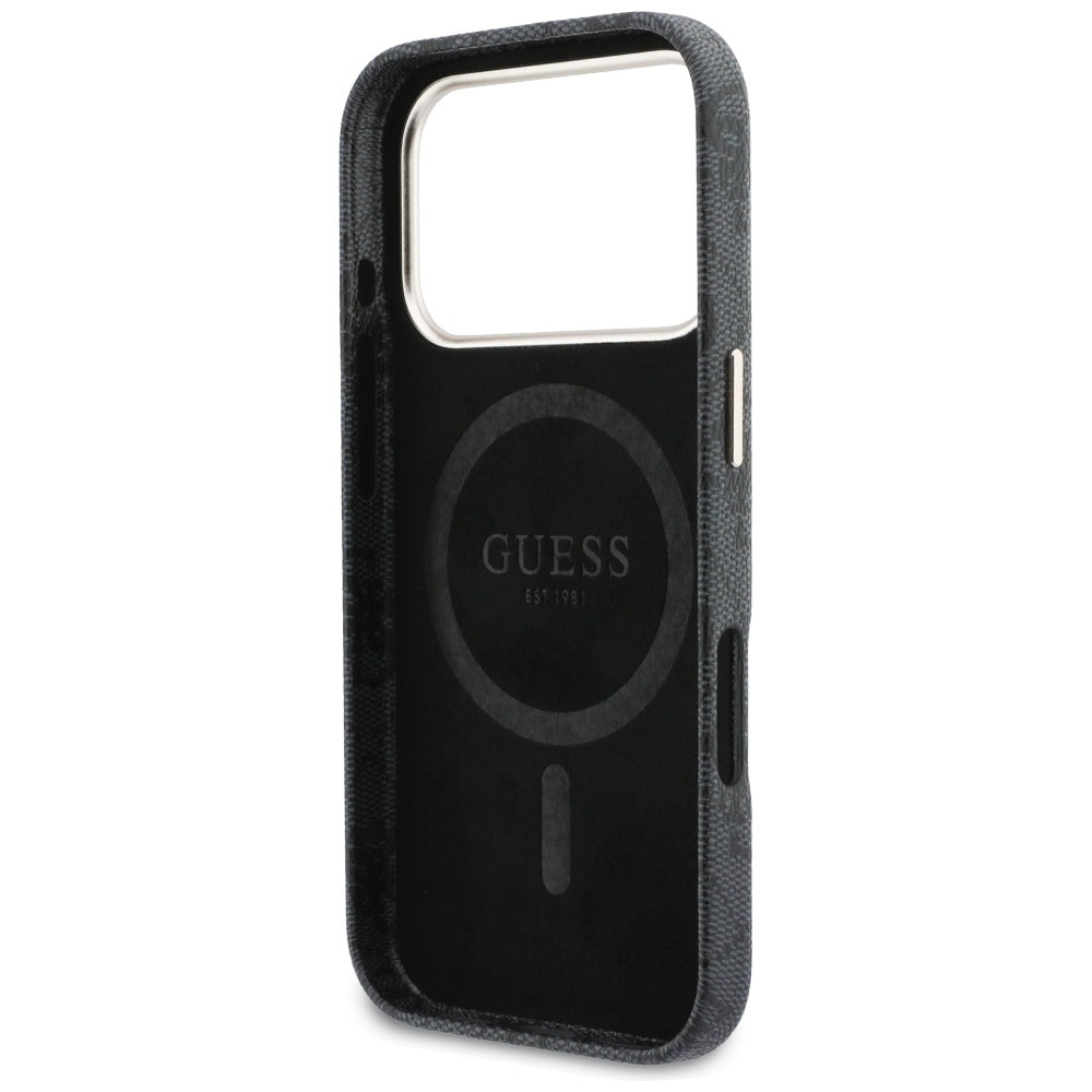 Pouzdro MagSafe pro Apple iPhone 17 Pro, Guess, 4G Script Logo, Černá
