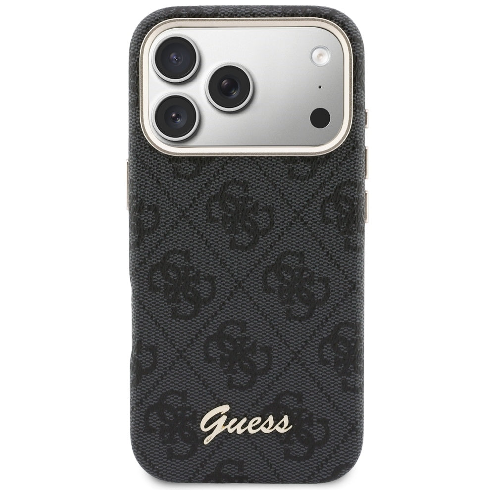 Pouzdro MagSafe pro Apple iPhone 17 Pro, Guess, 4G Script Logo, Černá