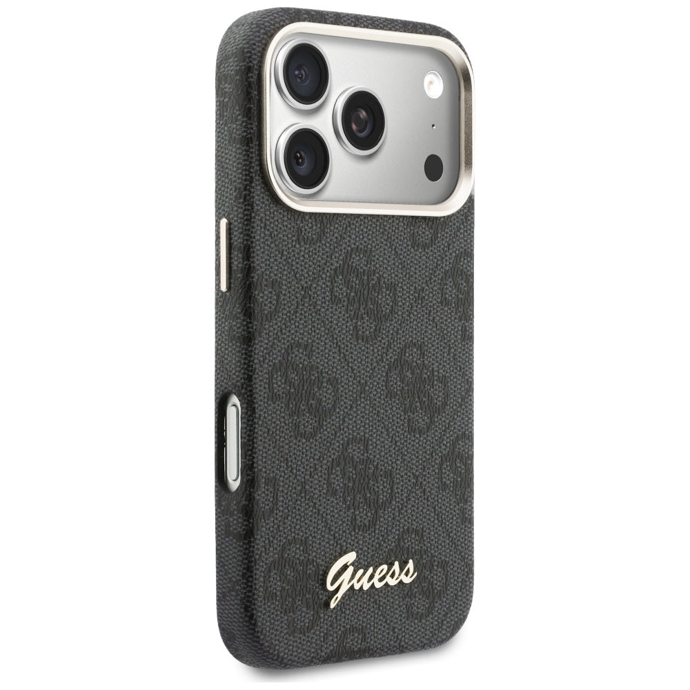 Pouzdro MagSafe pro Apple iPhone 17 Pro, Guess, 4G Script Logo, Černá