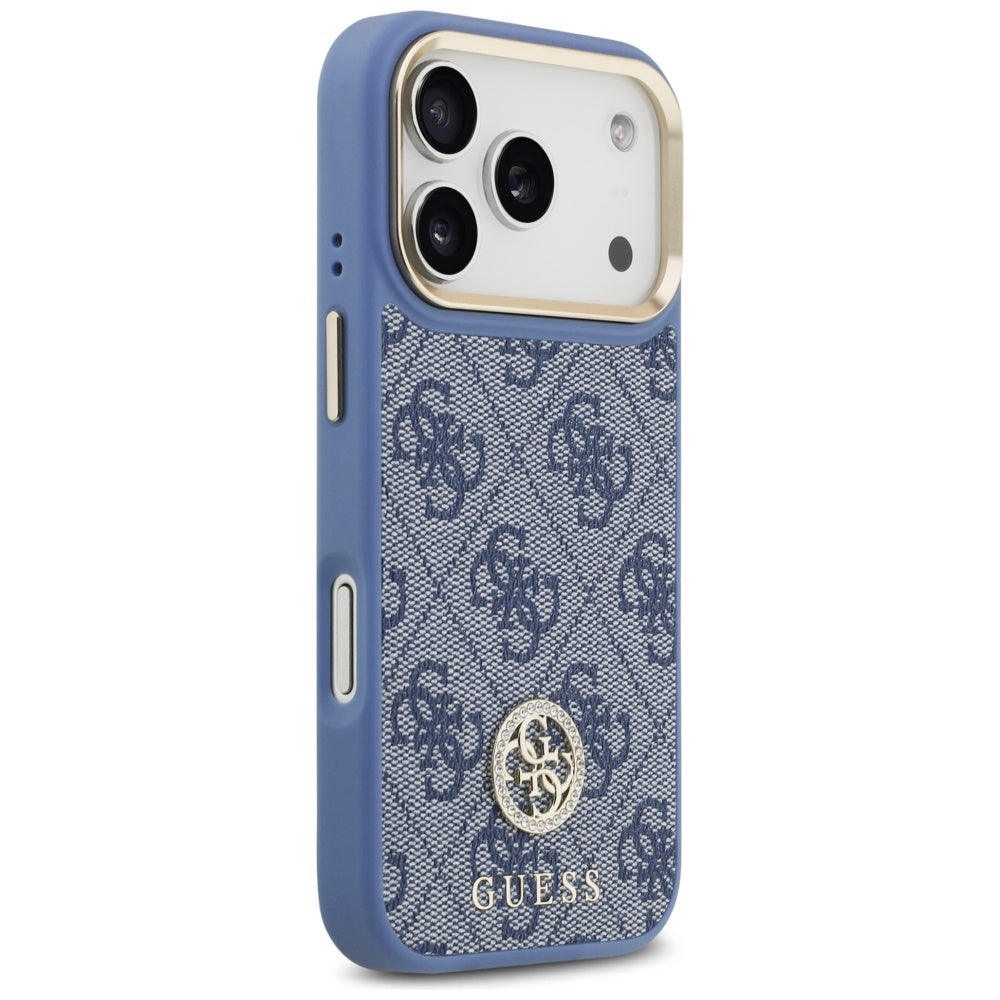 Pouzdro MagSafe pro Apple iPhone 17 Pro, Guess, 4G Strass Logo, Modrá