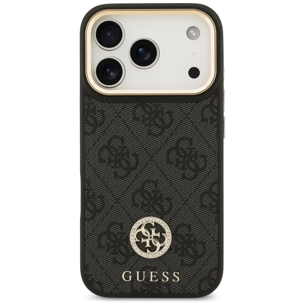 Pouzdro MagSafe pro Apple iPhone 17 Pro, Guess, 4G Strass Logo, Černá