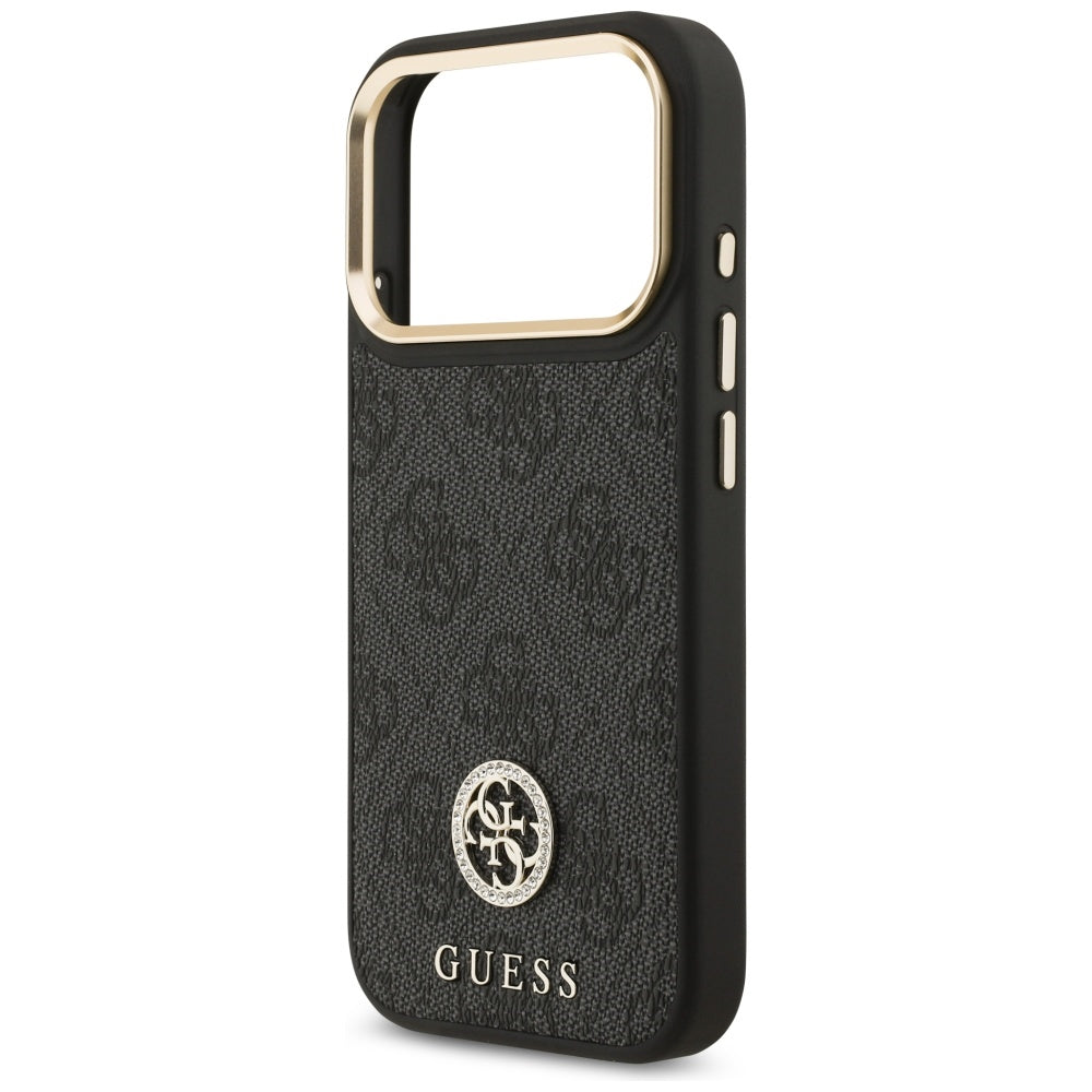 Pouzdro MagSafe pro Apple iPhone 17 Pro, Guess, 4G Strass Logo, Černá