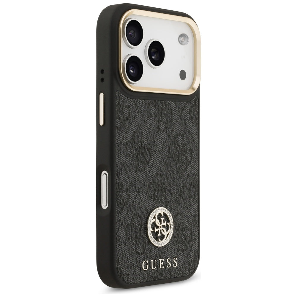 Pouzdro MagSafe pro Apple iPhone 17 Pro, Guess, 4G Strass Logo, Černá