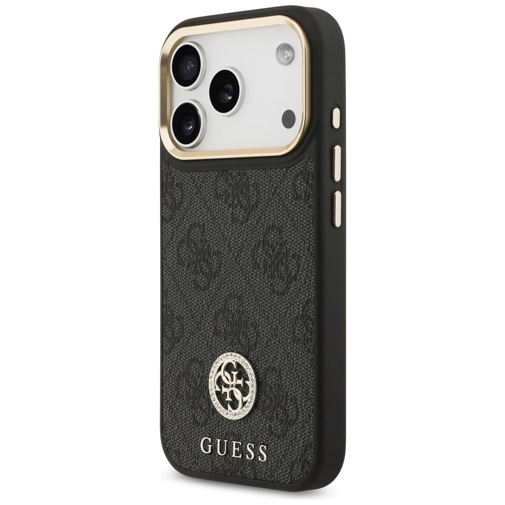 Pouzdro MagSafe pro Apple iPhone 17 Pro, Guess, 4G Strass Logo, Černá