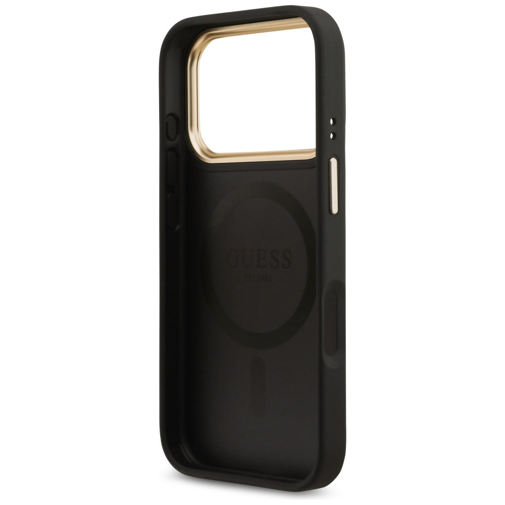 Pouzdro MagSafe pro Apple iPhone 17 Pro, Guess, 4G Strass Logo, Černá