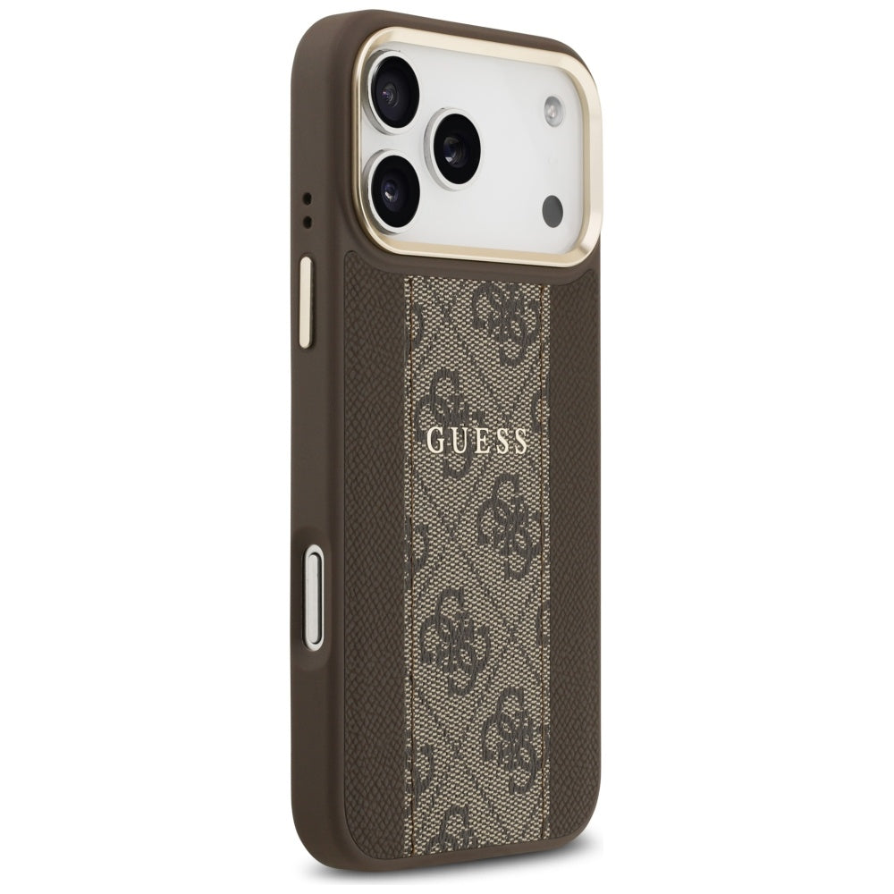 Pouzdro MagSafe pro Apple iPhone 17 Pro, Guess, 4G Stripe, Hnědá