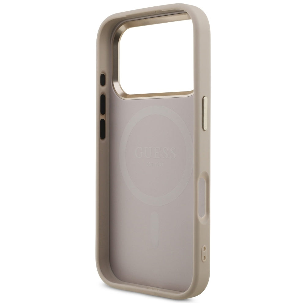 Pouzdro MagSafe pro Apple iPhone 17 Pro, Guess, 4G Triangle Logo, Růžové Zlato