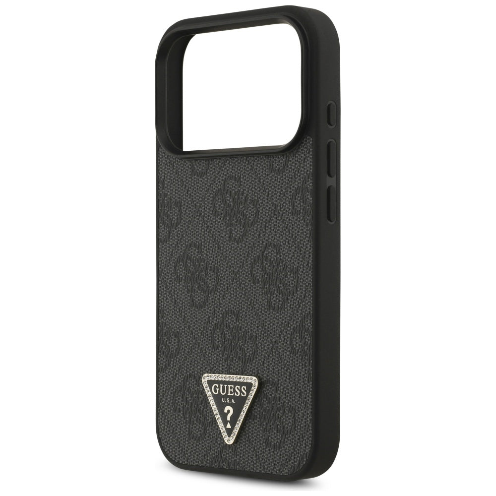Pouzdro MagSafe pro Apple iPhone 17 Pro, Guess, 4G Triangle Strass, Černá