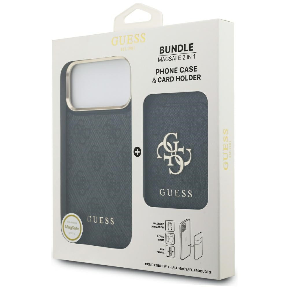Pouzdro MagSafe pro Apple iPhone 17 Pro, Guess, Cardslot 4G, Černá