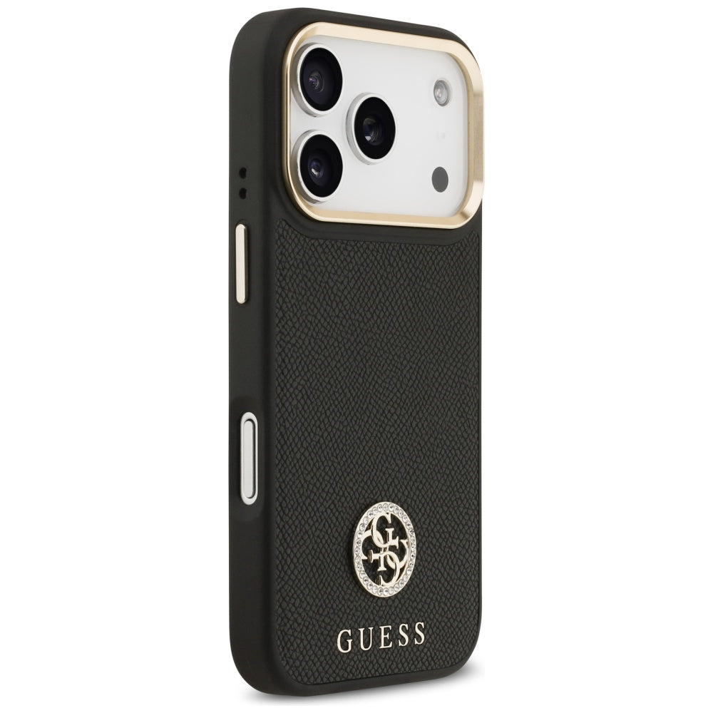 Pouzdro MagSafe pro Apple iPhone 17 Pro, Guess, Grained Strass Logo, Černá