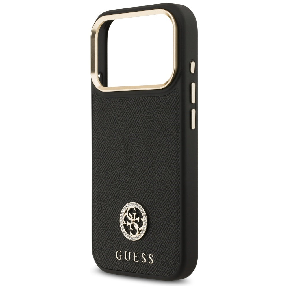 Pouzdro MagSafe pro Apple iPhone 17 Pro, Guess, Grained Strass Logo, Černá