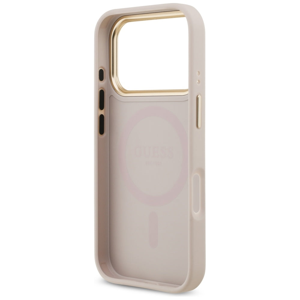 Pouzdro MagSafe pro Apple iPhone 17 Pro, Guess, Grained Strass Logo, Růžové