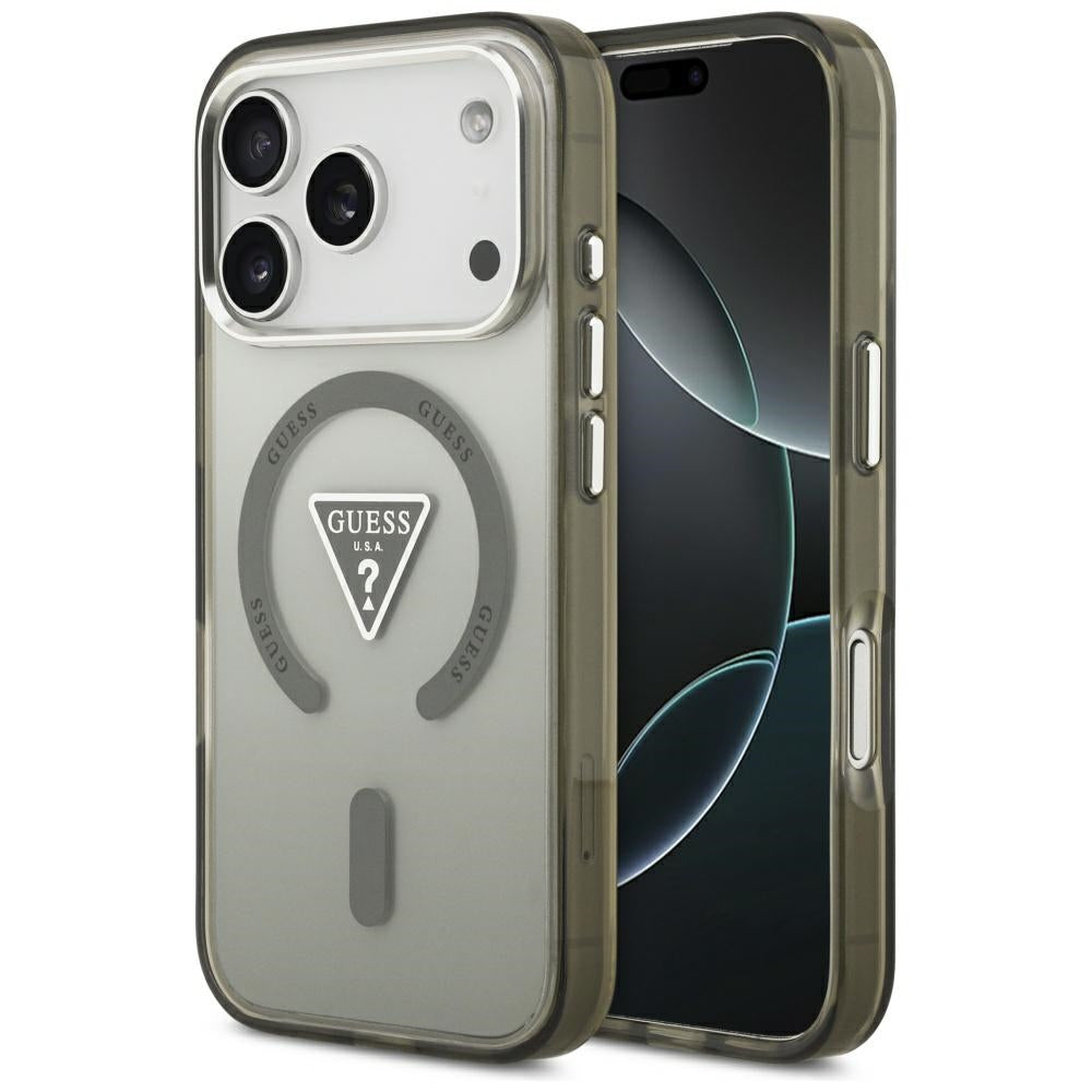 Pouzdro MagSafe pro Apple iPhone 17 Pro, Guess, IML Gradient Triangle Logo, Khaki