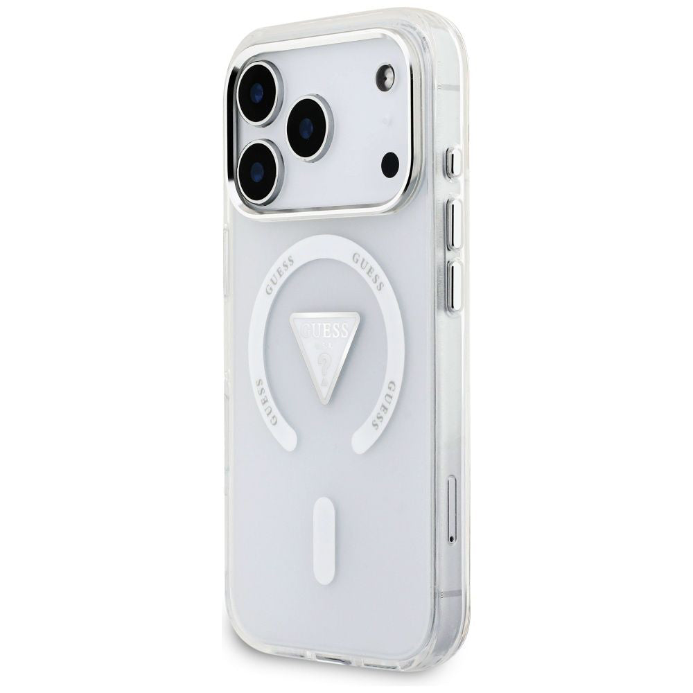Pouzdro MagSafe pro Apple iPhone 17 Pro, Guess, IML Gradient Triangle Logo, Transparentní