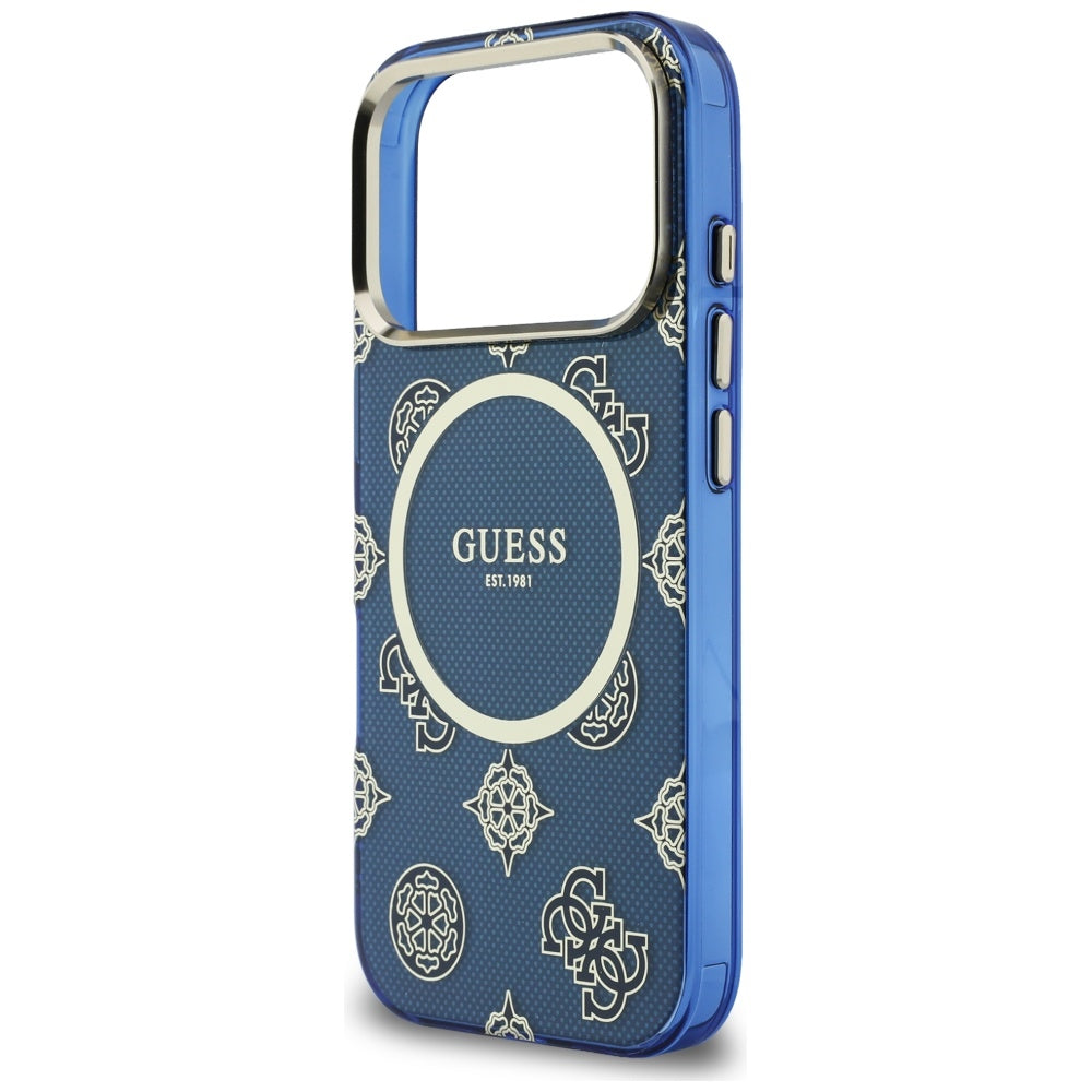 Pouzdro MagSafe pro Apple iPhone 17 Pro, Guess, IML Peony Dot, Modrá