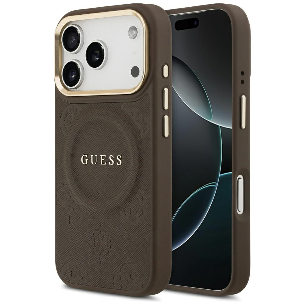 Pouzdro MagSafe pro Apple iPhone 17 Pro, Guess, Peony Hot Stamp, Hnědá