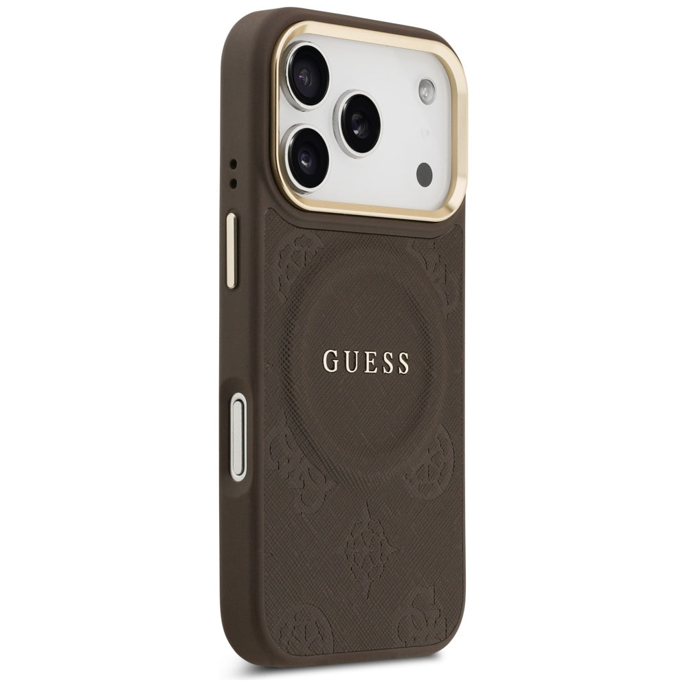 Pouzdro MagSafe pro Apple iPhone 17 Pro, Guess, Peony Hot Stamp, Hnědá