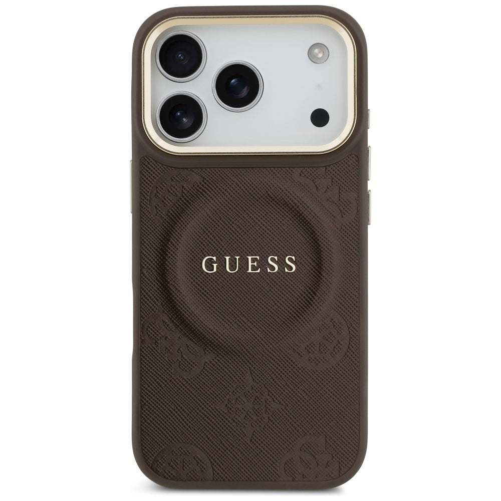 Pouzdro MagSafe pro Apple iPhone 17 Pro, Guess, Peony Hot Stamp, Hnědá