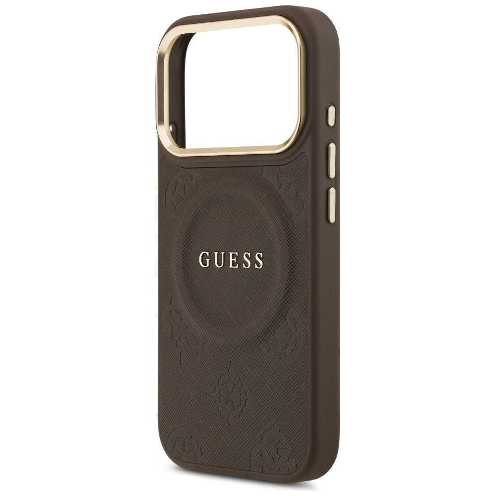 Pouzdro MagSafe pro Apple iPhone 17 Pro, Guess, Peony Hot Stamp, Hnědá