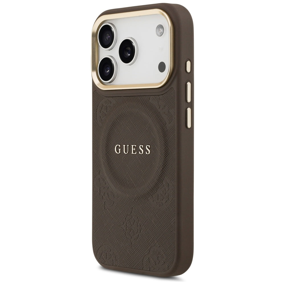 Pouzdro MagSafe pro Apple iPhone 17 Pro, Guess, Peony Hot Stamp, Hnědá