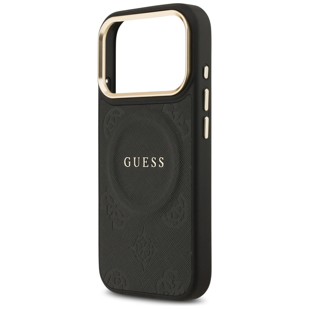 Pouzdro MagSafe pro Apple iPhone 17 Pro, Guess, Peony Hot Stamp, Černá