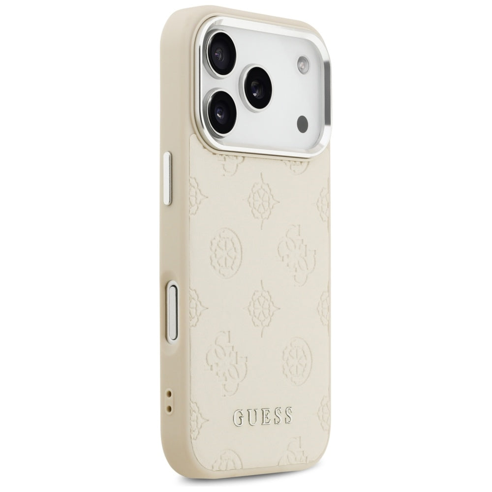 Pouzdro MagSafe pro Apple iPhone 17 Pro, Guess, Peony Hot Stamp Script, Béžová