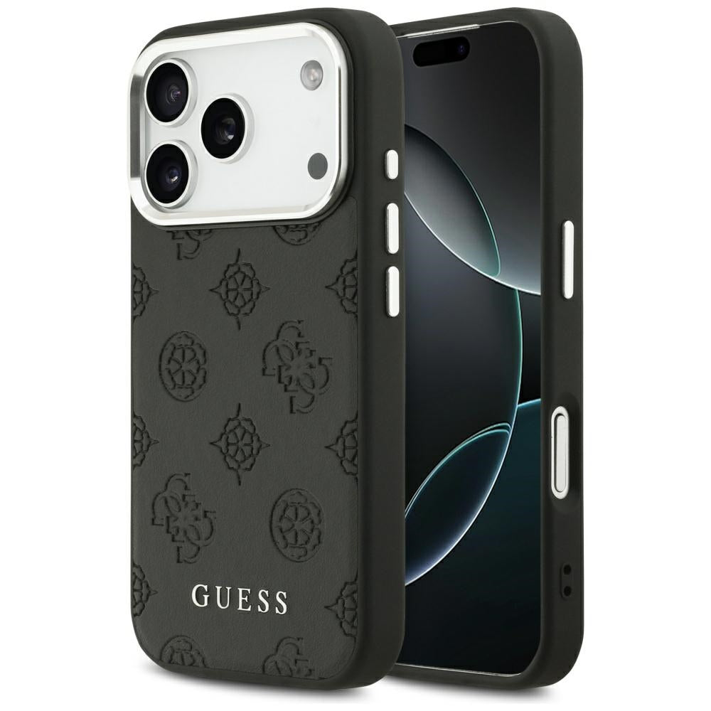 Pouzdro MagSafe pro Apple iPhone 17 Pro, Guess, Peony Hot Stamp Script, Černá