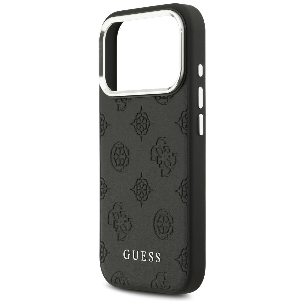 Pouzdro MagSafe pro Apple iPhone 17 Pro, Guess, Peony Hot Stamp Script, Černá