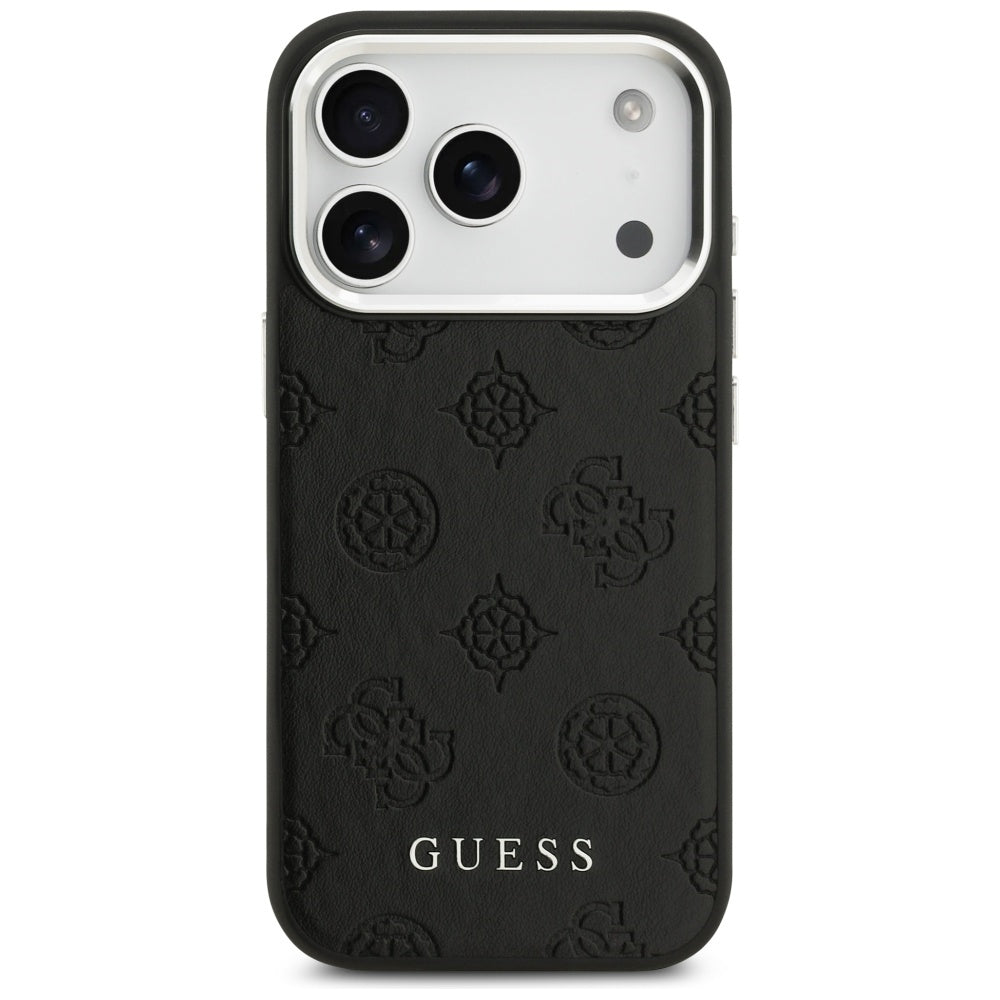 Pouzdro MagSafe pro Apple iPhone 17 Pro, Guess, Peony Hot Stamp Script, Černá