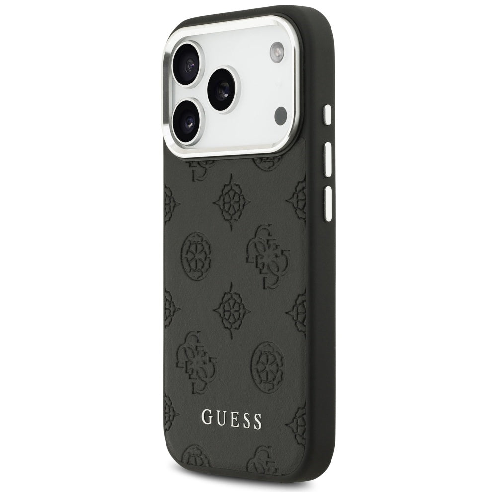 Pouzdro MagSafe pro Apple iPhone 17 Pro, Guess, Peony Hot Stamp Script, Černá