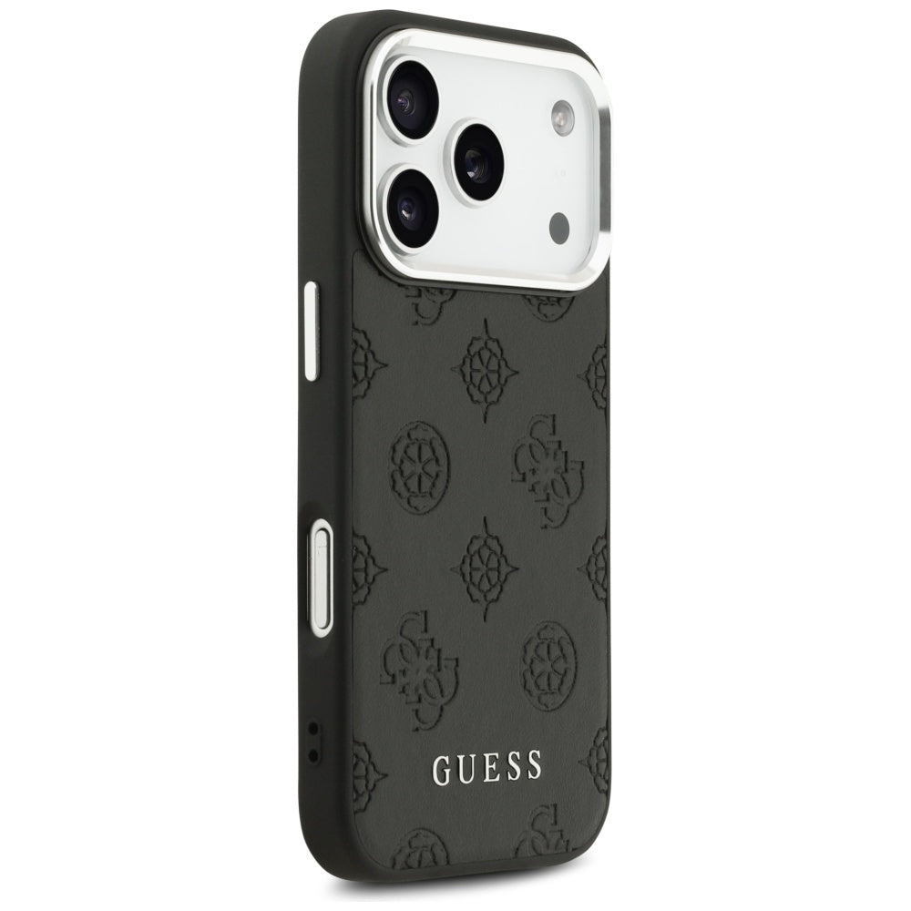 Pouzdro MagSafe pro Apple iPhone 17 Pro, Guess, Peony Hot Stamp Script, Černá