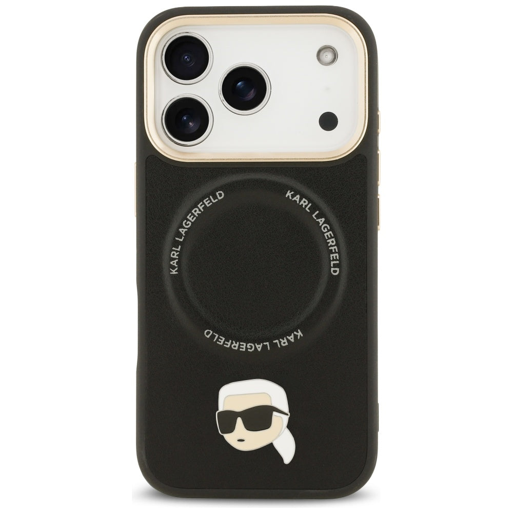 Pouzdro MagSafe pro Apple iPhone 17 Pro, Karl Lagerfeld, Big Strap Karl Metal Logo, Černá