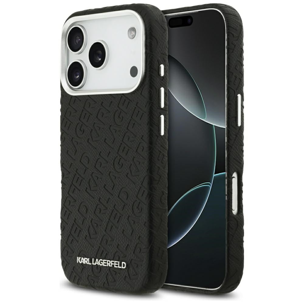 Pouzdro MagSafe pro Apple iPhone 17 Pro, Karl Lagerfeld, FW Stamped Karl, Černá