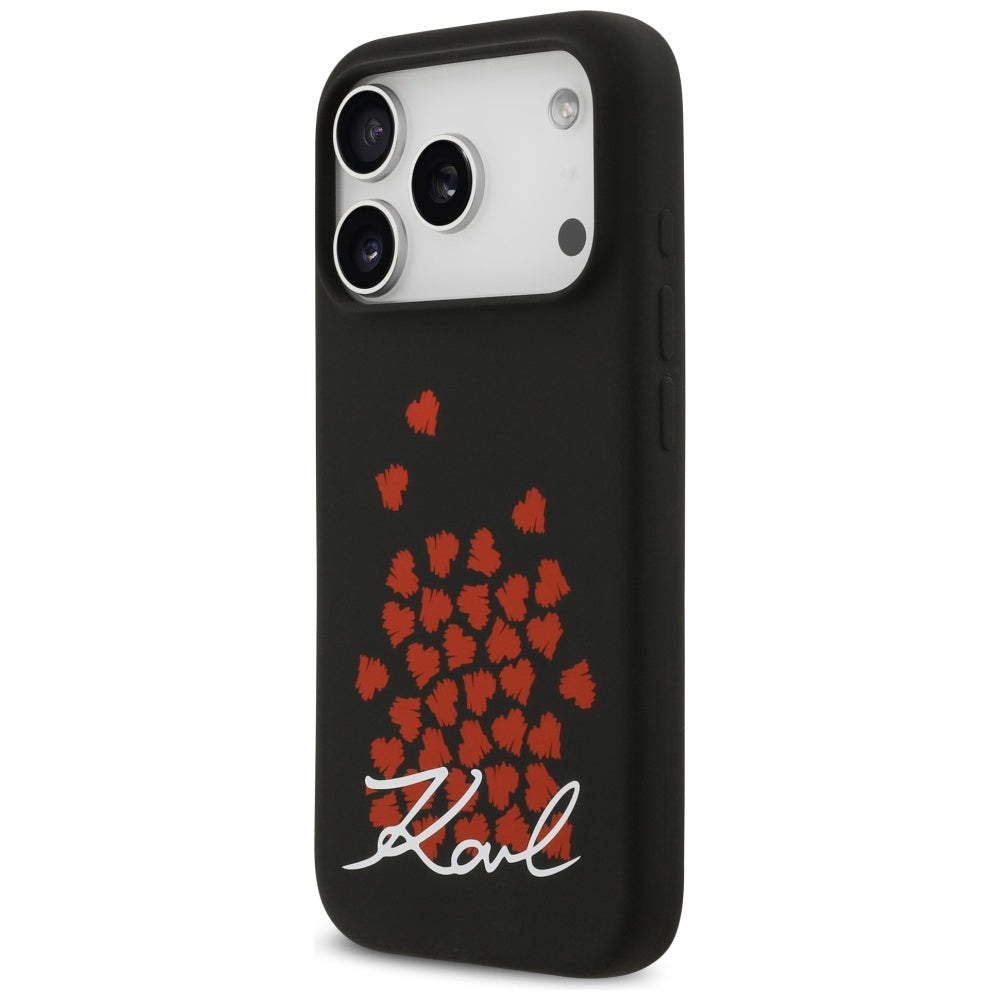 Pouzdro MagSafe pro Apple iPhone 17 Pro, Karl Lagerfeld, logo Heart Sign, černé.