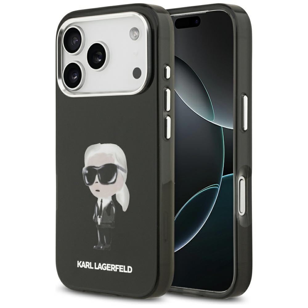 Pouzdro MagSafe pro Apple iPhone 17 Pro, Karl Lagerfeld, IML Aquarelle Karl Ikonik, Černá