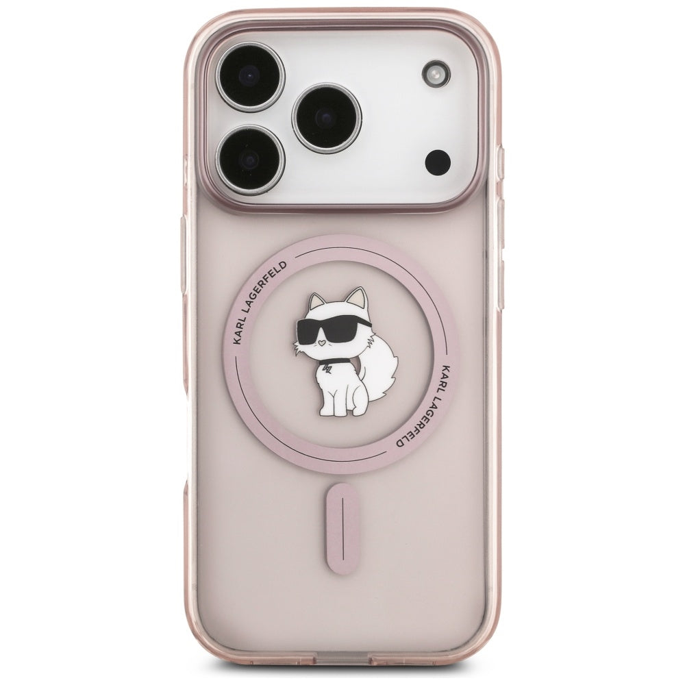 Pouzdro MagSafe pro Apple iPhone 17 Pro, Karl Lagerfeld, IML Choupette, Růžová