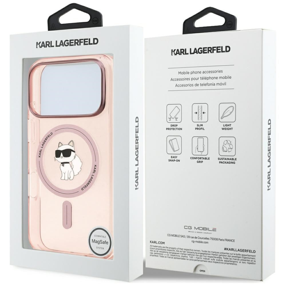 Pouzdro MagSafe pro Apple iPhone 17 Pro, Karl Lagerfeld, IML Choupette, Růžová