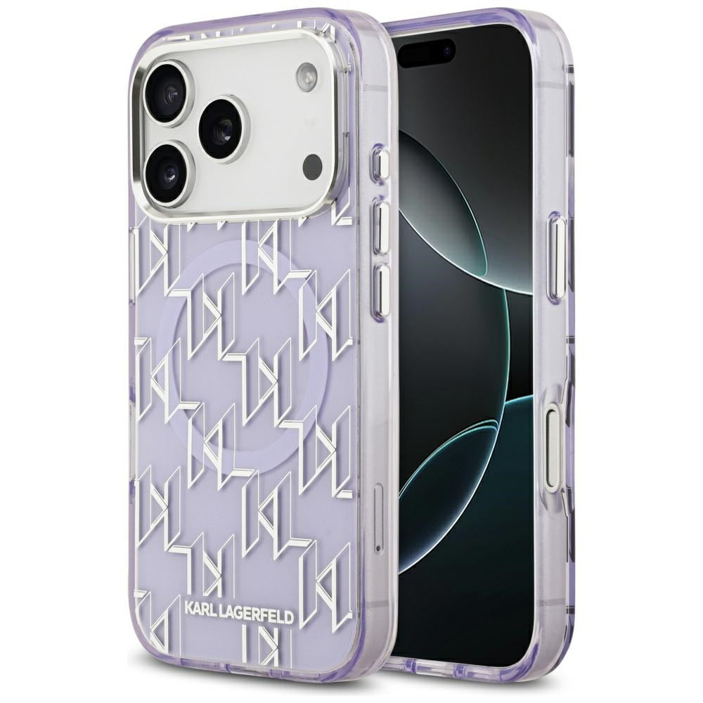 Pouzdro MagSafe pro Apple iPhone 17 Pro, Karl Lagerfeld, IML KL Monogram, Fialová